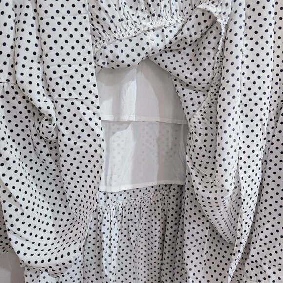 UMGEE Nwt Flowy Ruffle Polka Dot Skirt Set M White Black Full Skirt Western - Picture 8 of 12